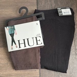New 2 Pair of Hue Cotton Leggings Black & Brown Size S